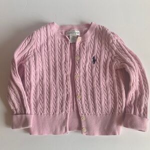 Ralph Lauren Kids Light Pink Cable Knit Cardigan
